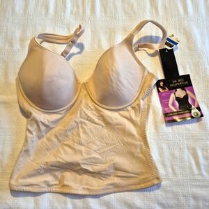 Dr. Rey Shapewear women's 38D long line tshirt bra firm control beige, NWT